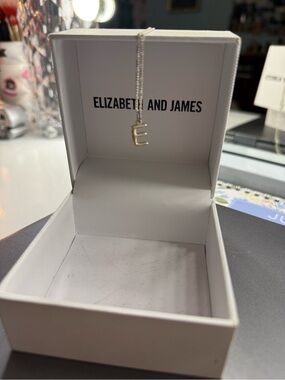 Elizabeth and James Silver E Initial Pendant Necklace